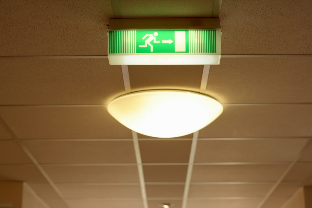 emergency exit sign in a hospital